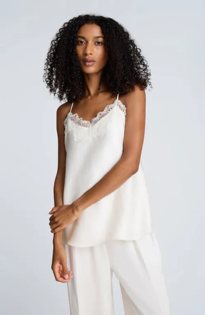 Kenneth Cole Lace Trim Satin Cami In White