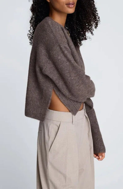 Kenneth Cole Crew Neck Button Up Cardigan In Gray