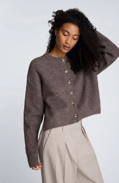 Kenneth Cole Crew Neck Button Up Cardigan In Gray