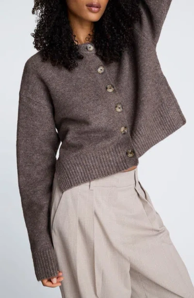 Kenneth Cole Crew Neck Button Up Cardigan In Gray