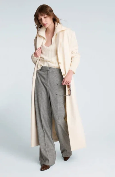 Kenneth Cole Polo Collar Wide Rib Sweter In White