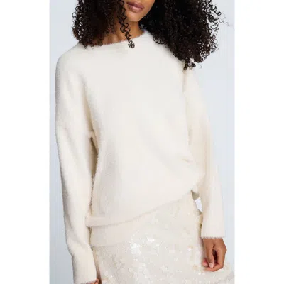 Kenneth Cole Eyelash Crew Neck Sweater In White