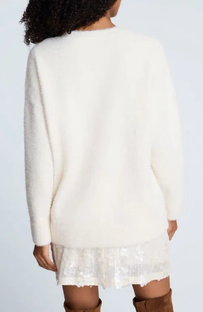 Kenneth Cole Eyelash Crew Neck Sweater In White