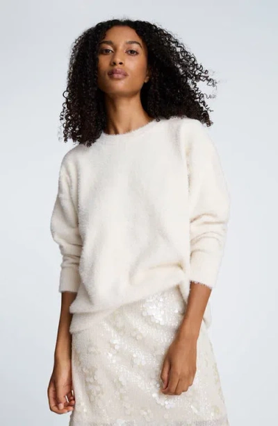Kenneth Cole Eyelash Crew Neck Sweater In White