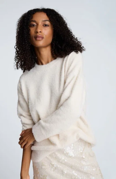 Kenneth Cole Eyelash Crew Neck Sweater In White