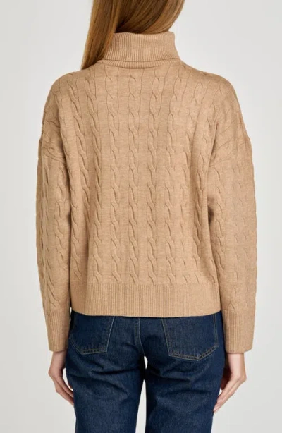 Wayf Sally Cable Knit Turtleneck Sweater In Brown