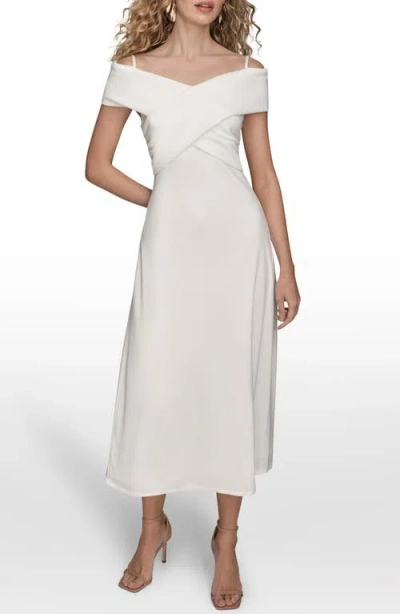Donna Karan New York Off The Shoulder Midi Dress In White