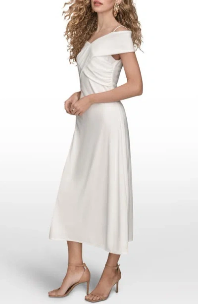 Donna Karan New York Off The Shoulder Midi Dress In White