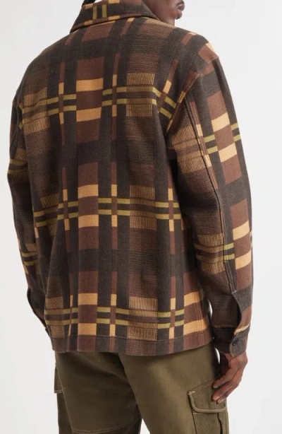 Double Rl Ralph Lauren Patterned Jacquard Overshirt In Brown