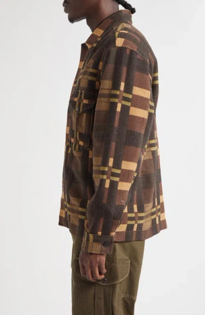 Double Rl Ralph Lauren Patterned Jacquard Overshirt In Brown