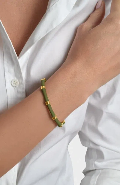 Anabel Aram Jewelry Bamboo Texture Enameled Bangle In Green