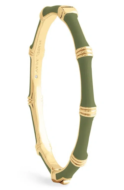 Anabel Aram Jewelry Bamboo Texture Enameled Bangle In Green