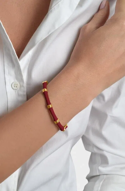 Anabel Aram Jewelry Bamboo Texture Enameled Bangle In Burgundy