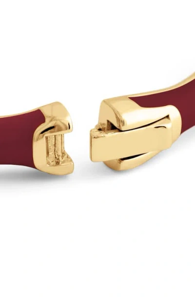 Anabel Aram Jewelry Bamboo Texture Enameled Bangle In Burgundy