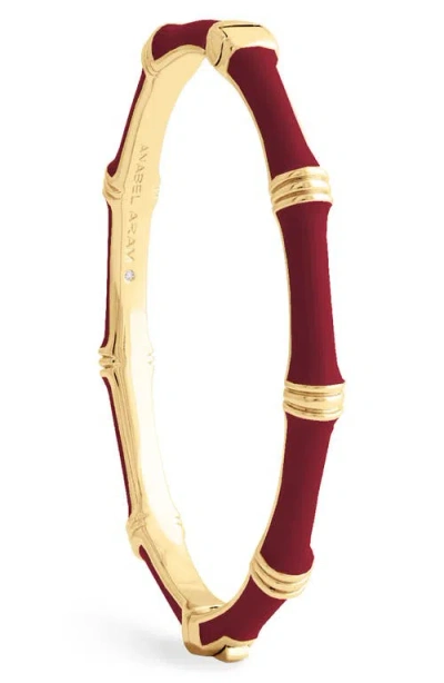 Anabel Aram Jewelry Bamboo Texture Enameled Bangle In Burgundy
