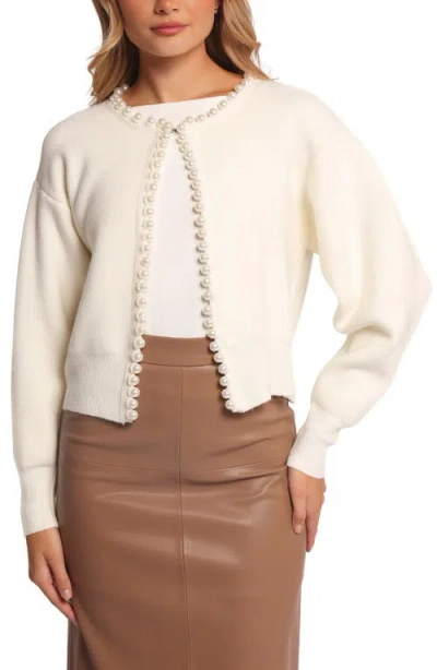 Petal And Pup Petal & Pup Bloom Faux Pearl Trim Cardigan In Neutral
