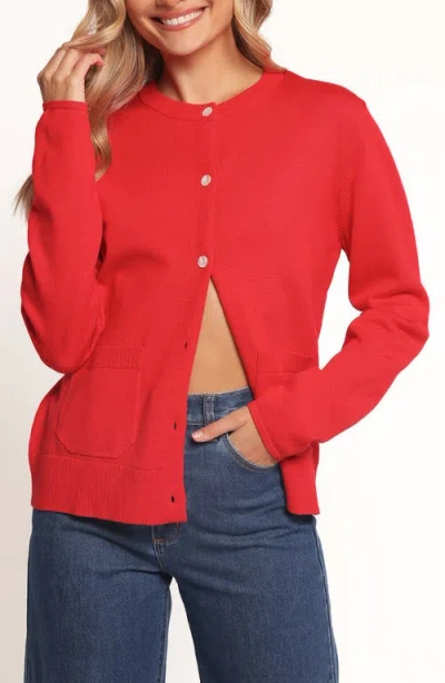 Petal And Pup Petal & Pup Abner Crewneck Cardigan In Red