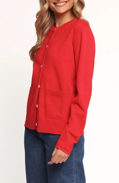 Petal And Pup Petal & Pup Abner Crewneck Cardigan In Red