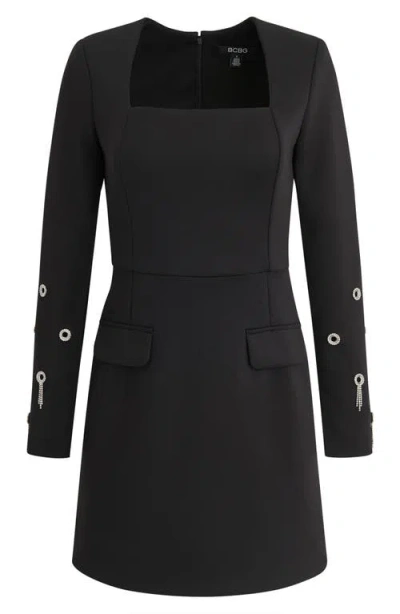 Bcbg Women's Grommet Long Sleeve Mini Dress In Black