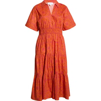 Sugarlips Debary Floral Print Tiered Maxi Dress In Red