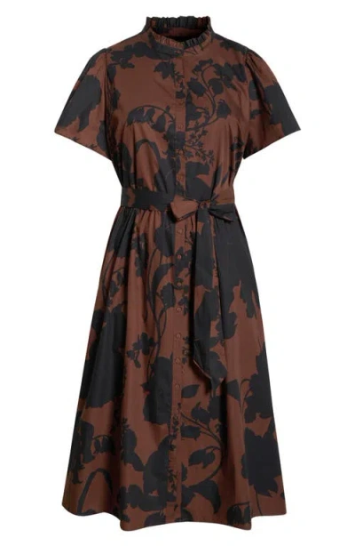Sugarlips Somerton Floral Print Tie Waist Midi Dress In Burgundy