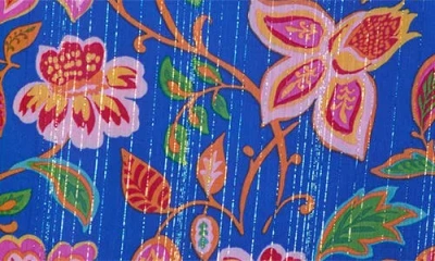 Sugarlips Wendey Metallic Floral Print Top In Blue