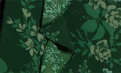 Sugarlips Woodland Floral Print Ruffle Top In Green