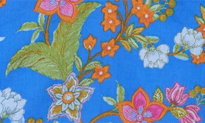 Sugarlips Sunlit Floral Print Ruffle Top In Blue