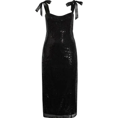 Sugarlips Adelisa Sequin Tie Strap Midi Dress In Black