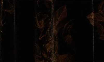 Sugarlips Ace Floral Puff Sleeve Velvet Cocktail Dress In Black