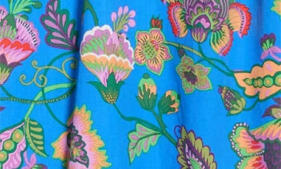 Sugarlips Anabelle Darthy Floral Flutter Sleeve Top In Blue