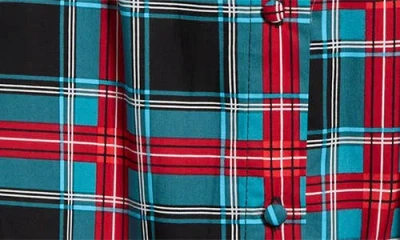 Sugarlips Winston Plaid Tie Waist Cotton Midi Dress In Gray