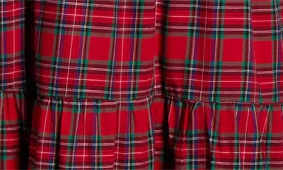 Sugarlips Arvada Plaid Sunfire Smocked Cotton Tiered Maxi Dress In Red