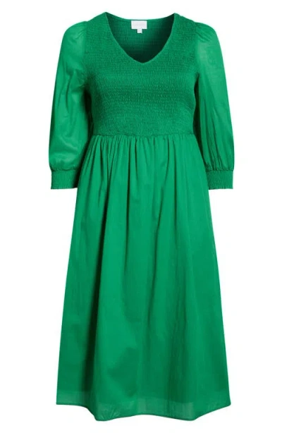Sugarlips Zelda Smocked Long Sleeve Maxi Dress In Green