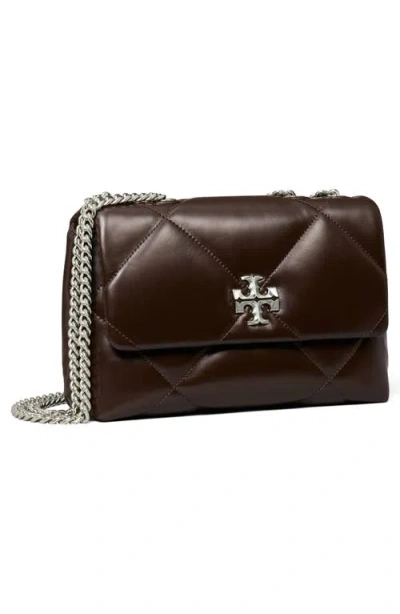 Tory Burch Small Kira Diamond Quilted Convertible Leather Shoulder Bag In Brown