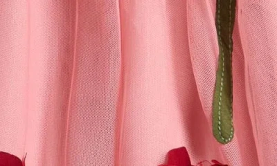 Mini Boden Kids' Cherry Appliqué Tulle Skirt In Pink