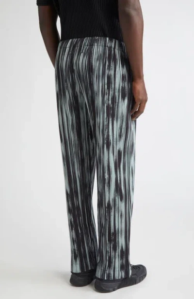 Issey Miyake Ns Black Brushstroke Stripe Straight-leg Pleats Knitted Trousers In Black