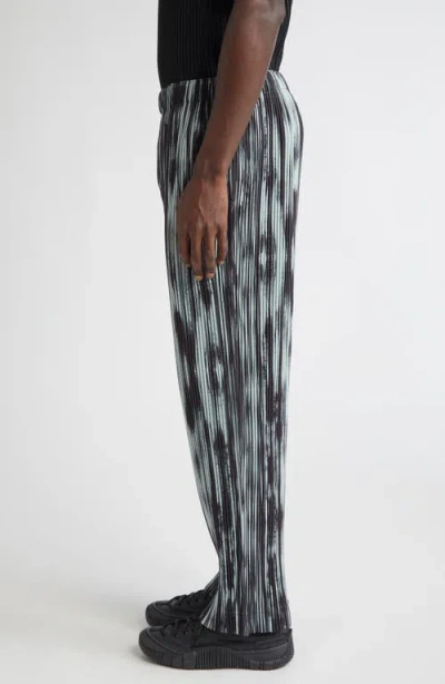 Issey Miyake Ns Black Brushstroke Stripe Straight-leg Pleats Knitted Trousers In Black