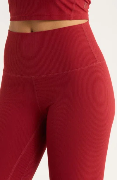 Mpg Ribbed Leggings In Burgundy