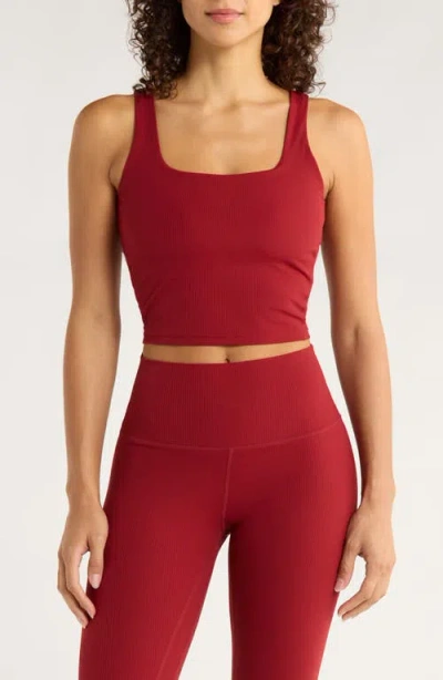 Mpg Crop Rib Tank Top In Burgundy