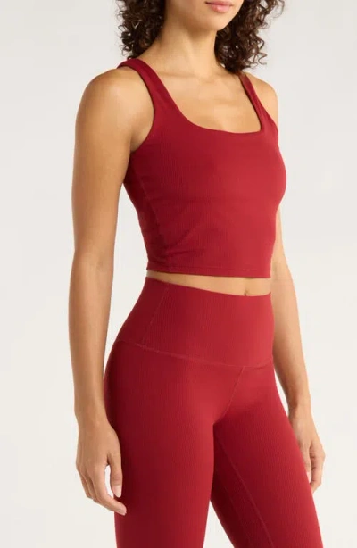 Mpg Crop Rib Tank Top In Burgundy