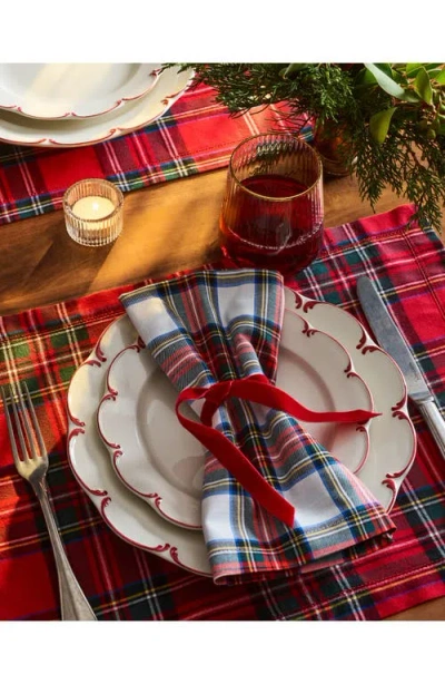Petite Plume Imperial Tartan Plaid Set Of 4 Placemats In Red