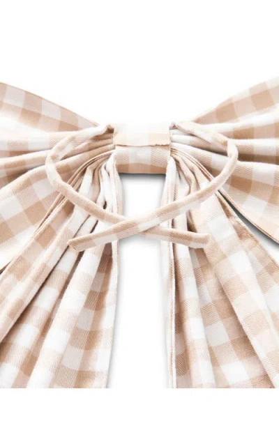 Petite Plume Camel Gingham Cotton Wreath Bow In Neutral