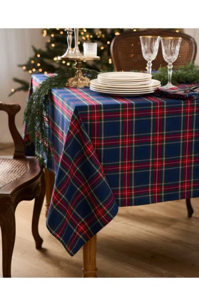 Petite Plume Windsor Tartan Tablecloth In Blue
