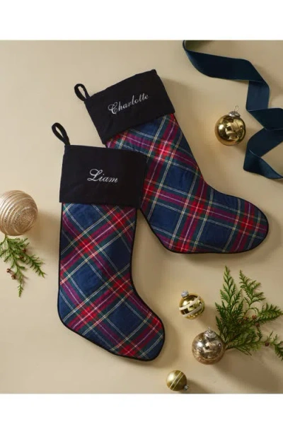 Petite Plume Windsor Tartan Cotton Blend Stocking In Blue