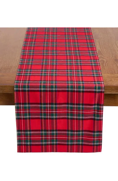 Petite Plume Imperial Tartan Plaid Table Runner In Red