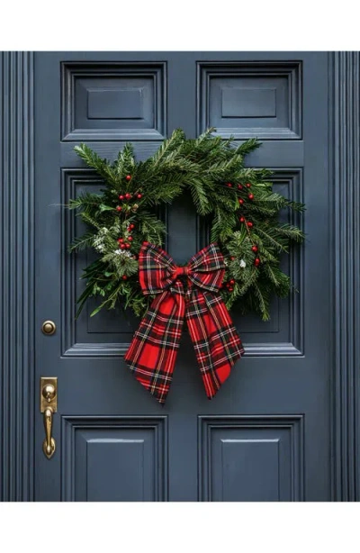 Petite Plume Imperial Tartan Plaid Wreath Bow In Red