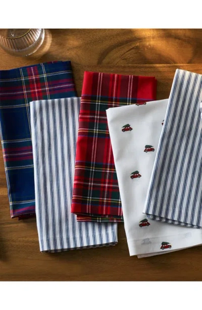 Petite Plume Windsor Set Of 4 Tartan Cotton Napkins In Blue