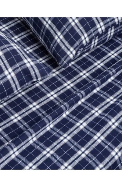 Petite Plume Oxford Tartan Cotton Flannel Sheet Set In Blue