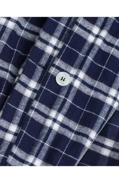 Petite Plume Oxford Tartan Cotton Flannel Duvet Cover In Blue